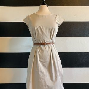 Anne Klein Sheath Dress Oatmeal / Cream Size L